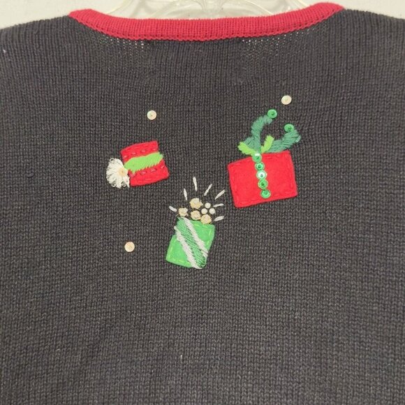 VTG‎ Tiara International Christmas Cardigan Full Zip Sweater Jacket 90s Santa - Picture 3 of 12